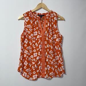 Zac & Rachel floral orange blouse women’s size petite medium